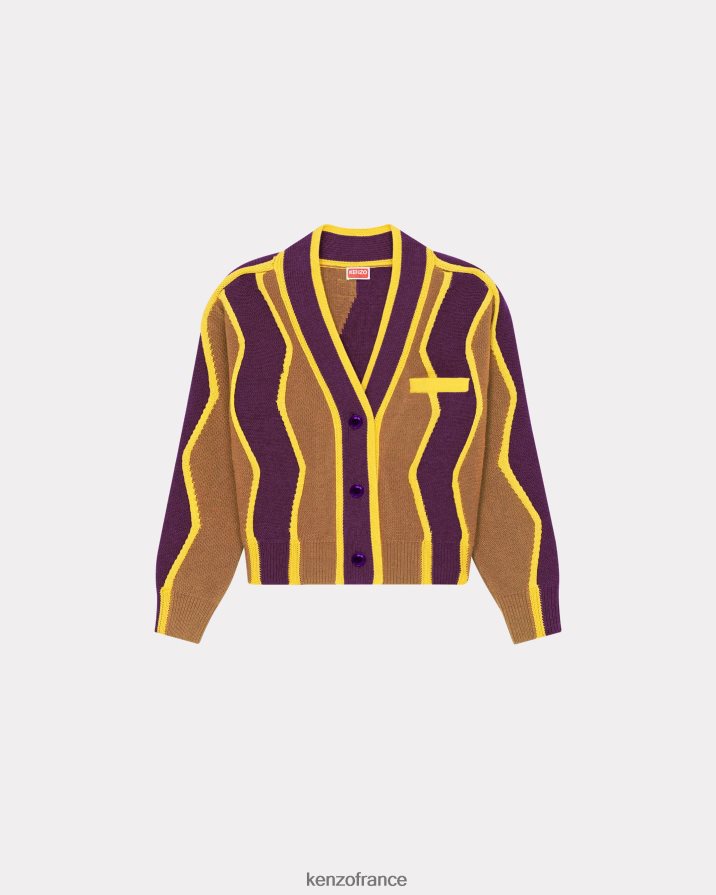 vêtements Kenzo cardigan boxy à rayures ondulées violet femmes LFF6X0628