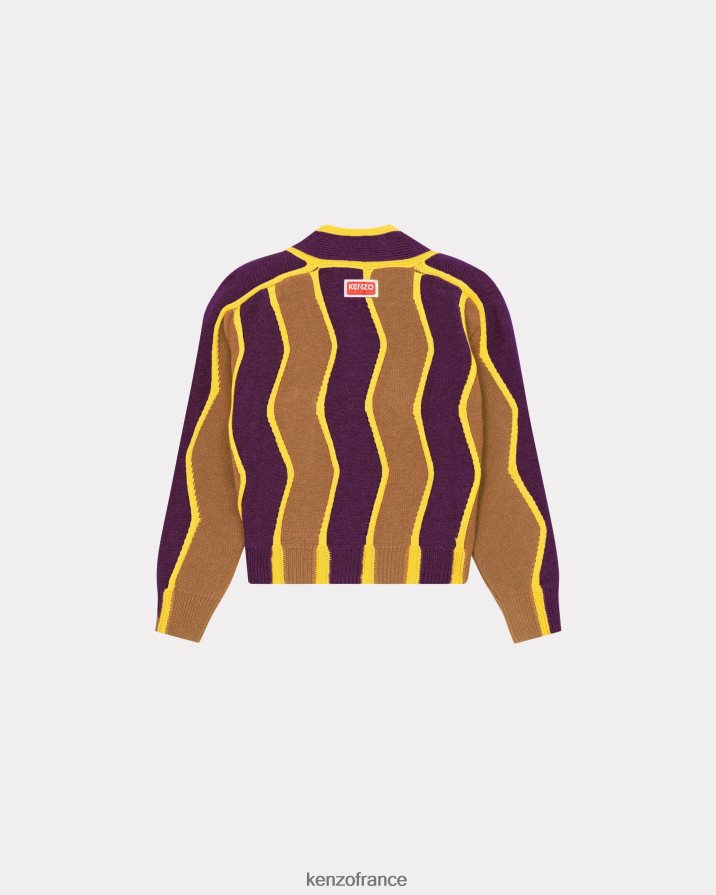 vêtements Kenzo cardigan boxy à rayures ondulées violet femmes LFF6X0628