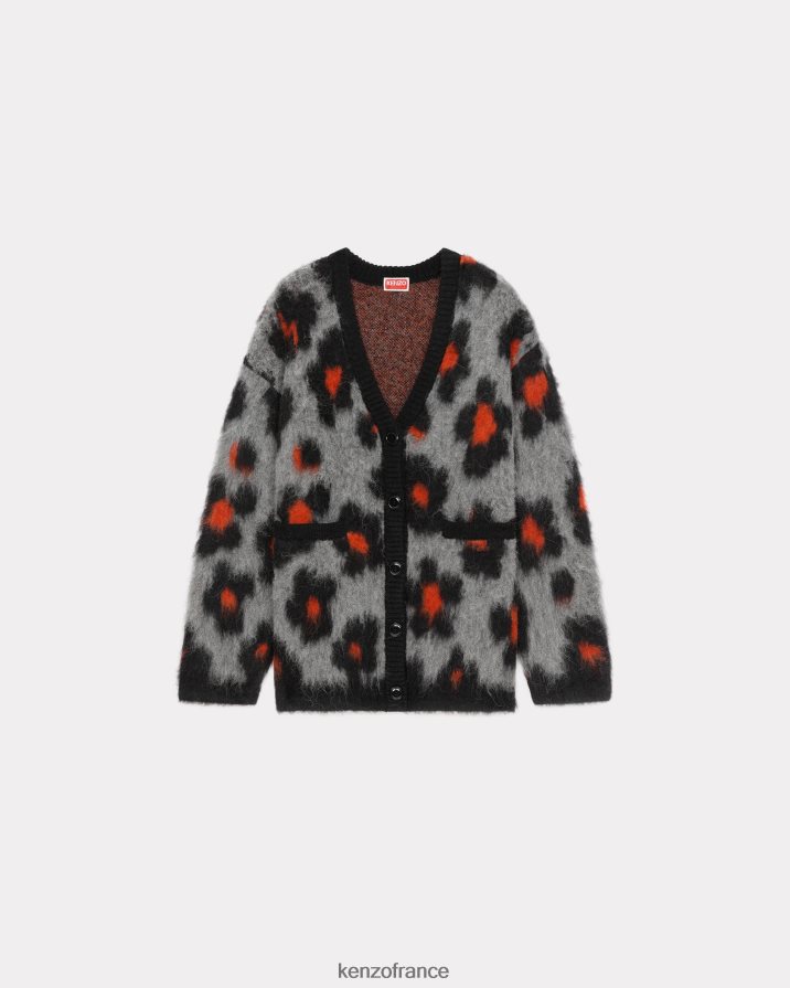 vêtements Kenzo cardigan en laine hana léopard gris brumeux femmes LFF6X0629