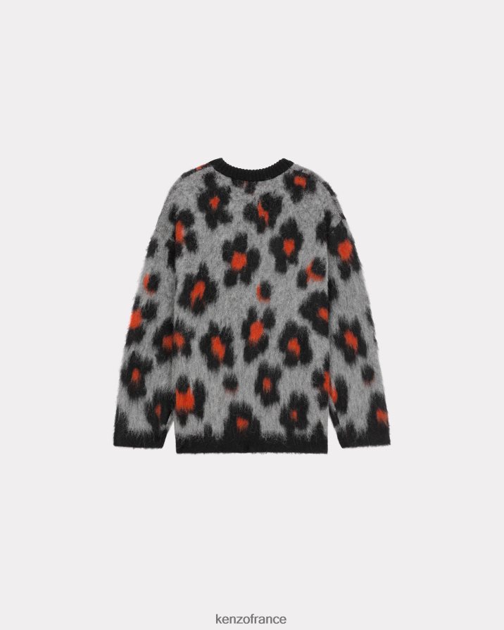 vêtements Kenzo cardigan en laine hana léopard gris brumeux femmes LFF6X0629