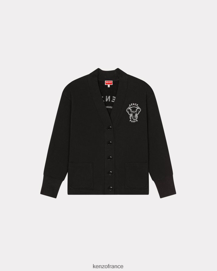 vêtements Kenzo cardigan 'varsity jungle' éléphant noir femmes LFF6X0509