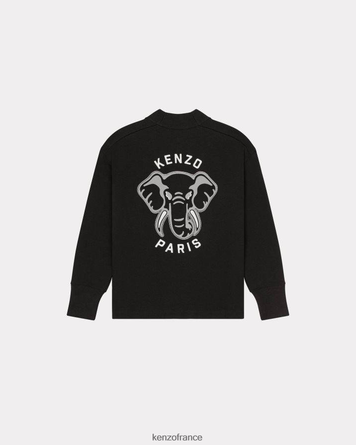 vêtements Kenzo cardigan 'varsity jungle' éléphant noir femmes LFF6X0509