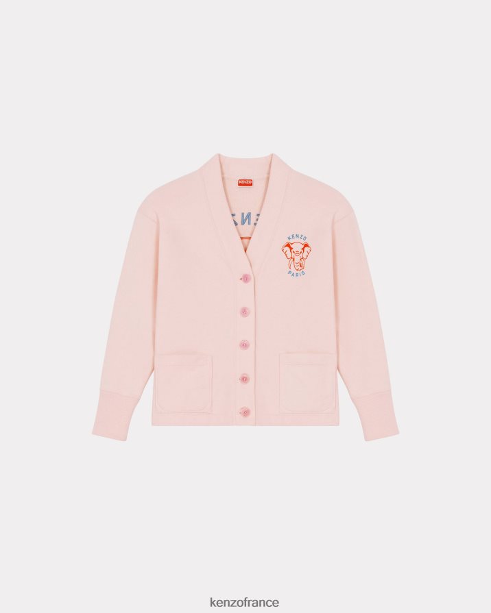 vêtements Kenzo cardigan 'varsity jungle' éléphant rose fané femmes LFF6X0544