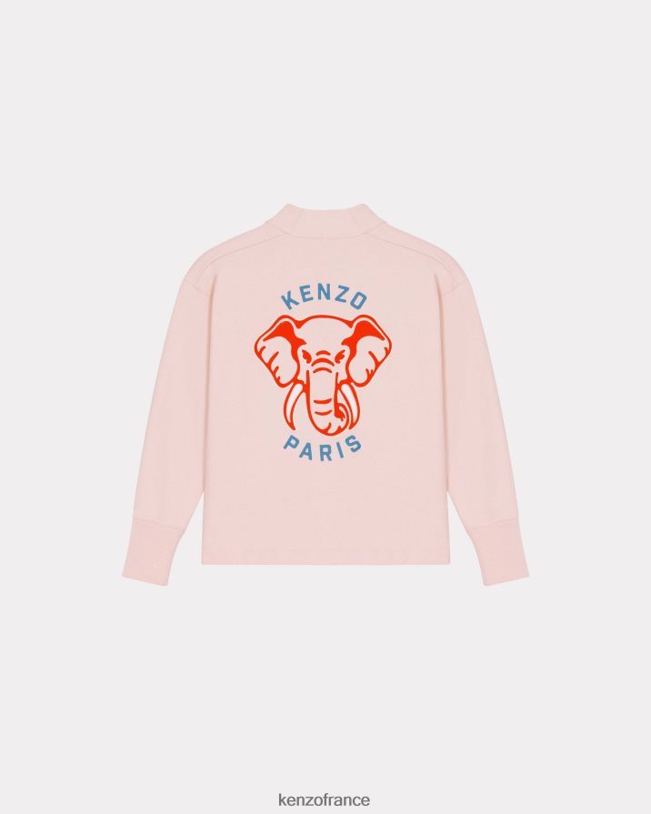 vêtements Kenzo cardigan 'varsity jungle' éléphant rose fané femmes LFF6X0544