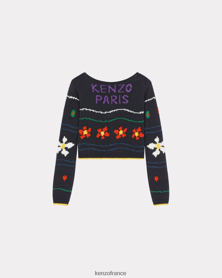 vêtements Kenzo pull court pixel noir femmes LFF6X0412