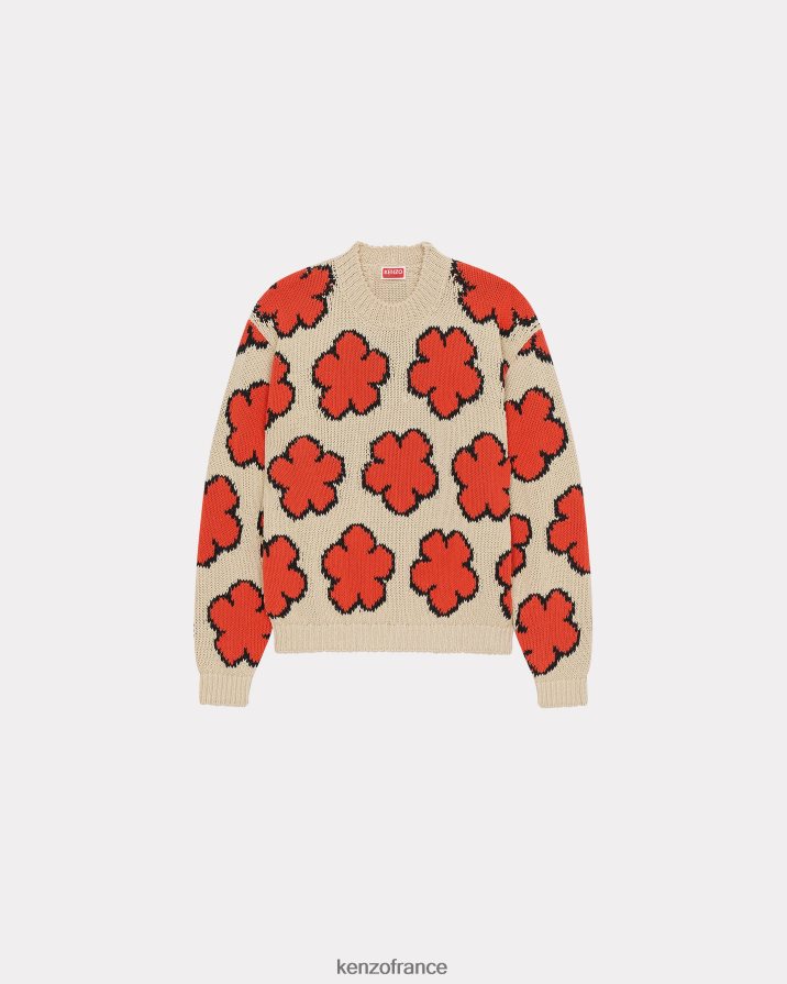 vêtements Kenzo pull à fleurs boké écru femmes LFF6X0381
