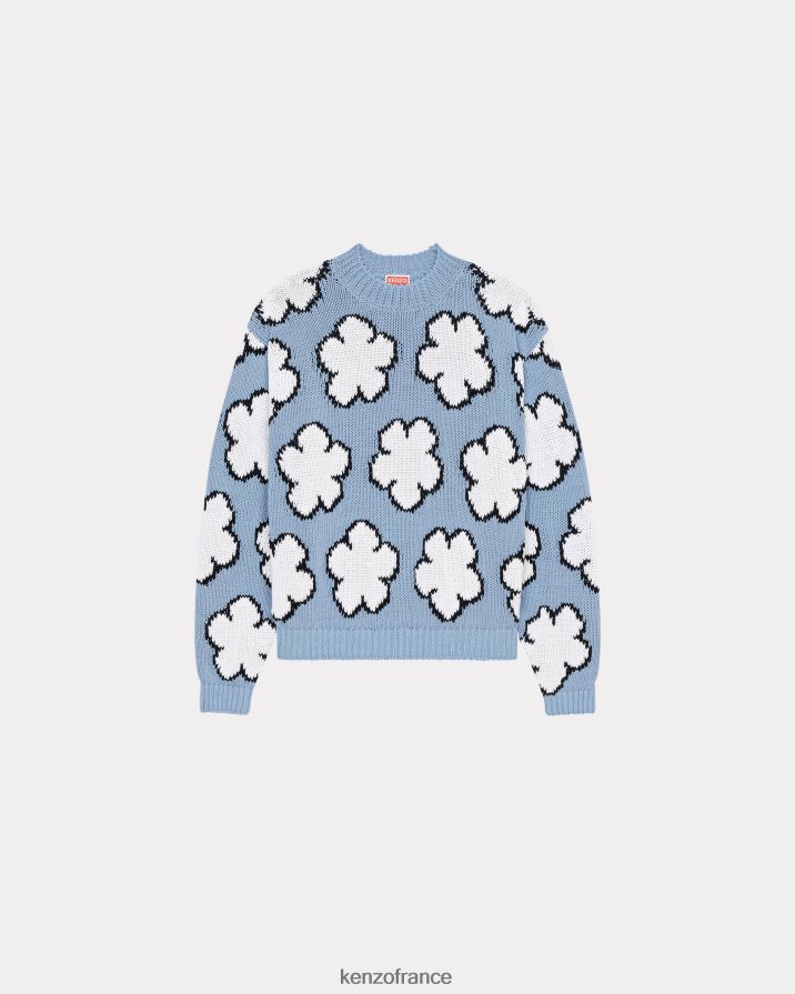 vêtements Kenzo pull à fleurs boké cyan femmes LFF6X0597