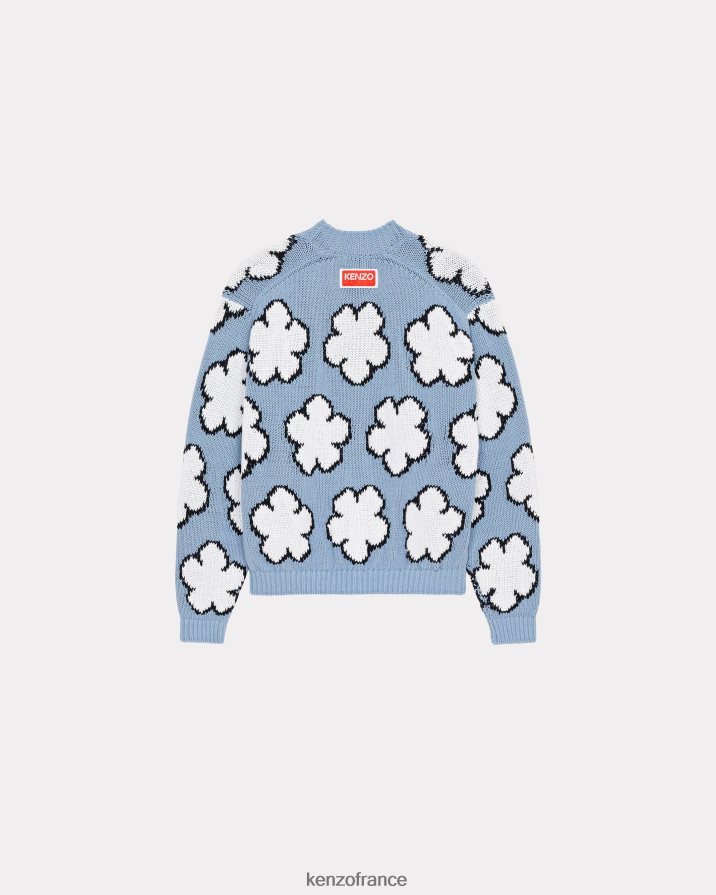 vêtements Kenzo pull à fleurs boké cyan femmes LFF6X0597