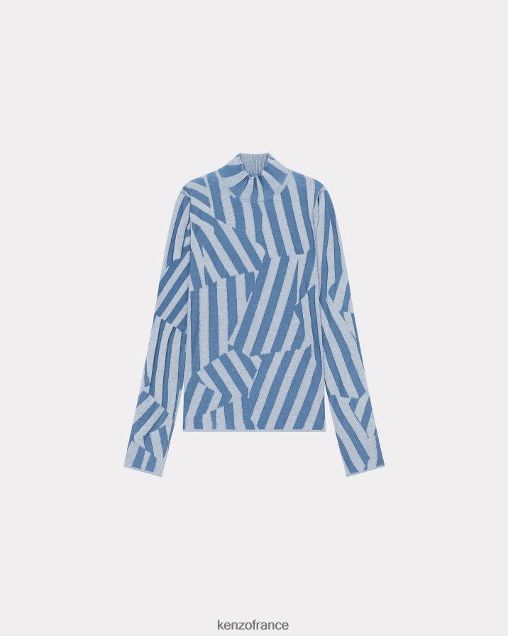vêtements Kenzo pull à rayures éblouissantes cyan femmes LFF6X0618