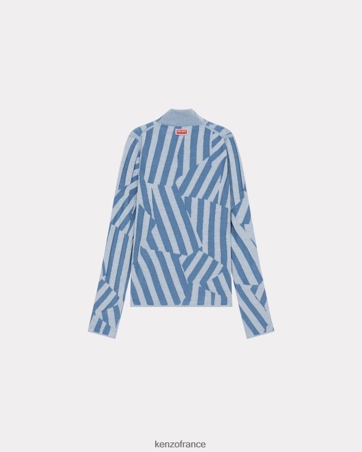 vêtements Kenzo pull à rayures éblouissantes cyan femmes LFF6X0618