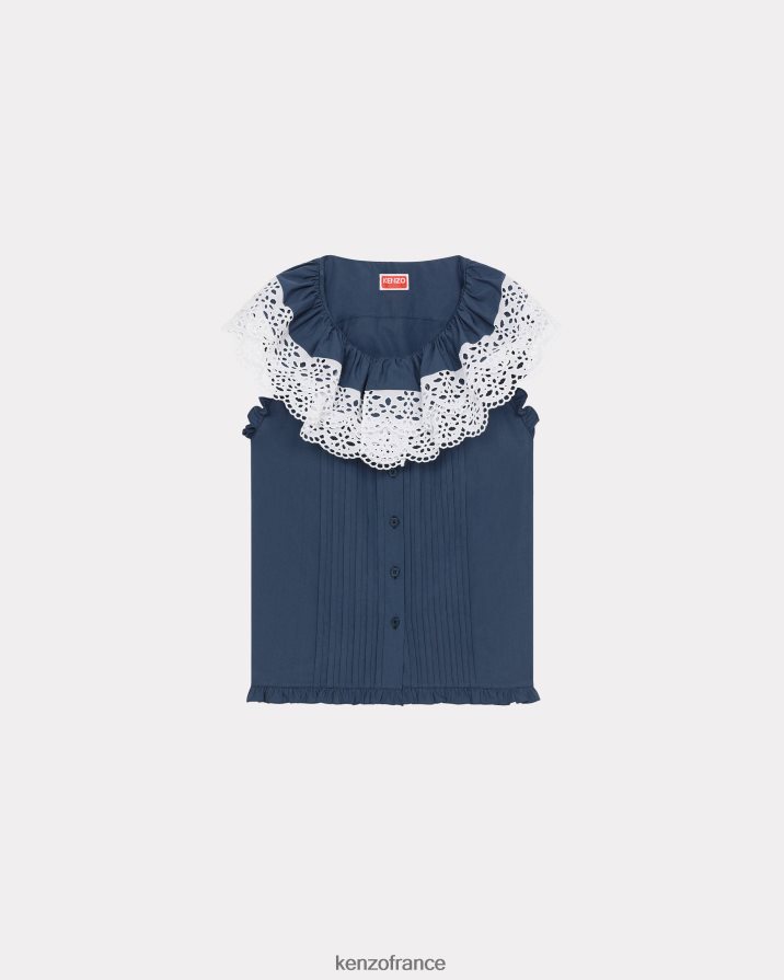 vêtements Kenzo blouse en broderie anglaise bleu nuit femmes LFF6X0641