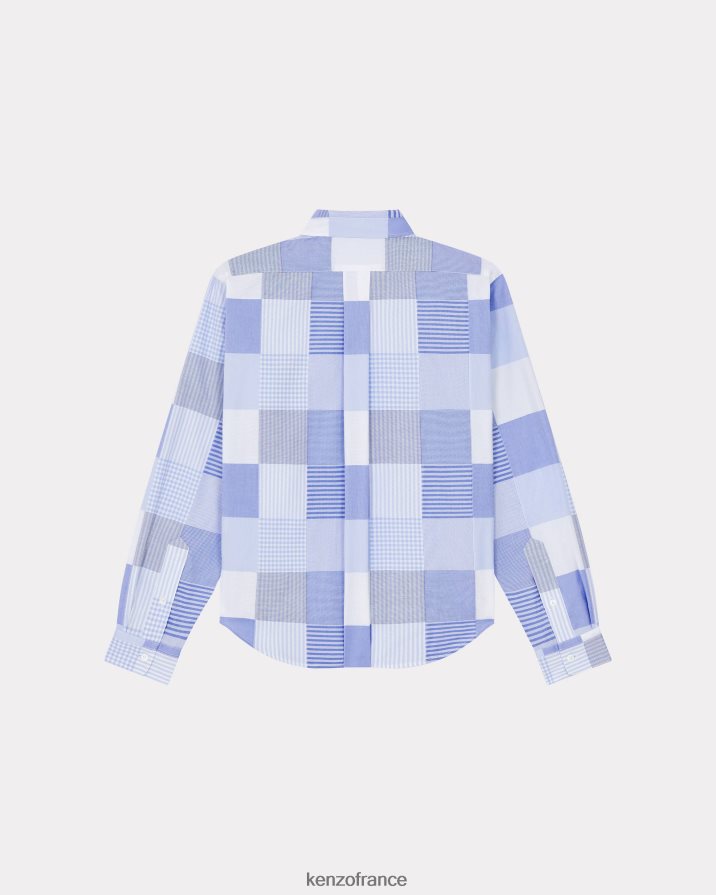 vêtements Kenzo chemise ajustée patchwork bleu clair femmes LFF6X0528