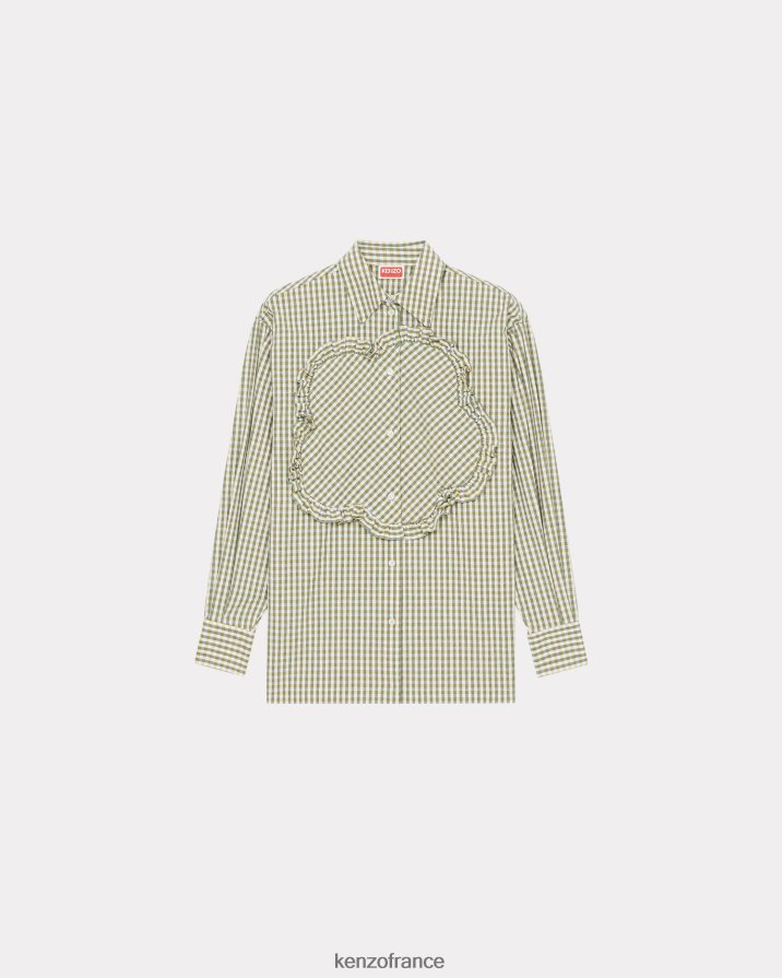 vêtements Kenzo chemise oversize à carreaux vichy "boke flower" jaune doré femmes LFF6X0608