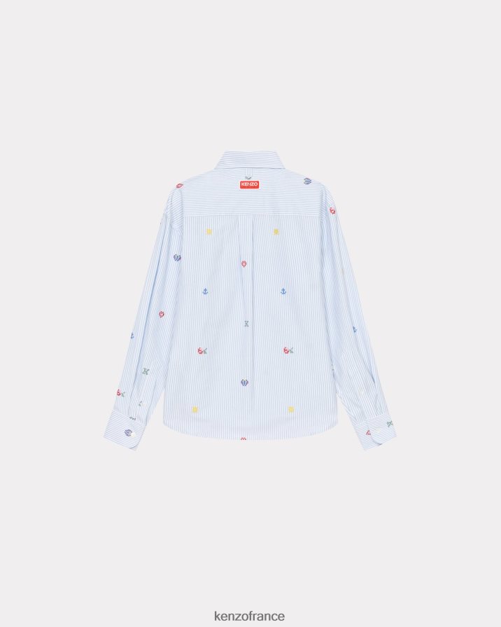 vêtements Kenzo chemise oxford coupe droite pixel bleu clair femmes LFF6X0685