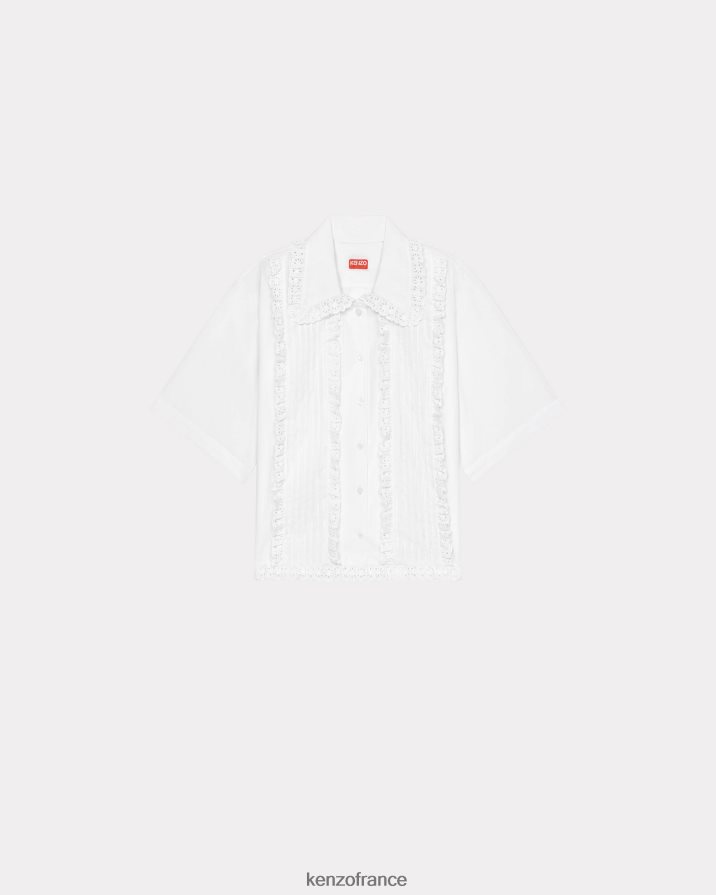 vêtements Kenzo chemisier à volants blanc cassé femmes LFF6X0538