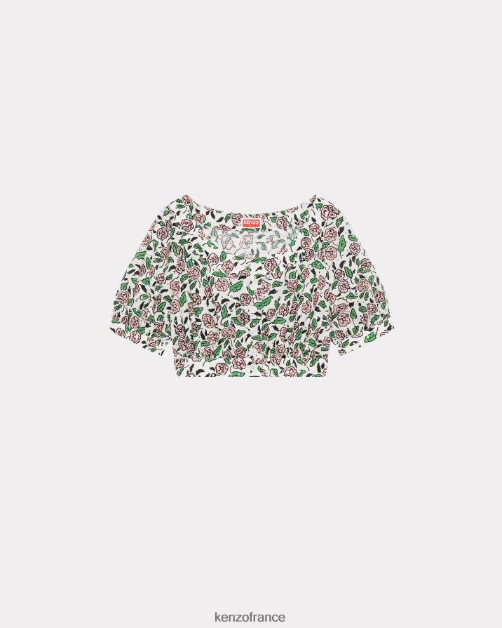 vêtements Kenzo haut raccourci en broderie anglaise blanc cassé femmes LFF6X0571