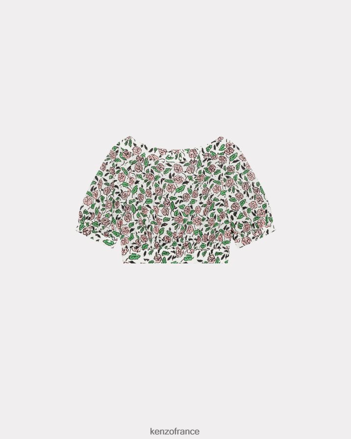vêtements Kenzo haut raccourci en broderie anglaise blanc cassé femmes LFF6X0571