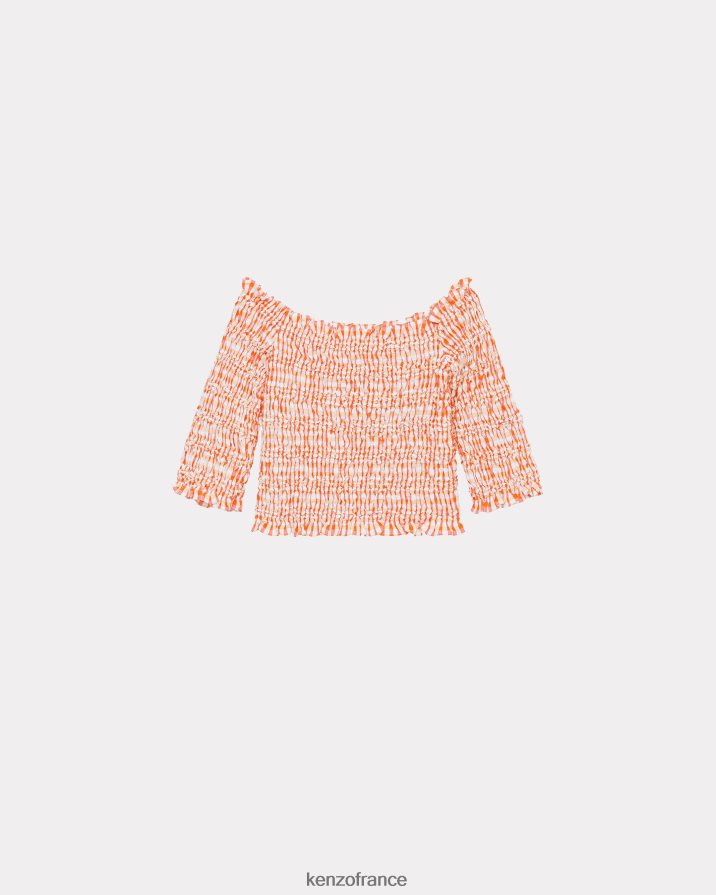 vêtements Kenzo top court smocké orange moyen femmes LFF6X0435