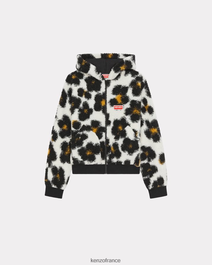 vêtements Kenzo sweat polaire à capuche hana léopard blanc cassé femmes LFF6X0440
