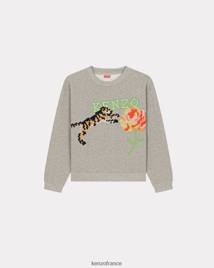 vêtements Kenzo sweat-shirt pixel gris perle femmes LFF6X0416
