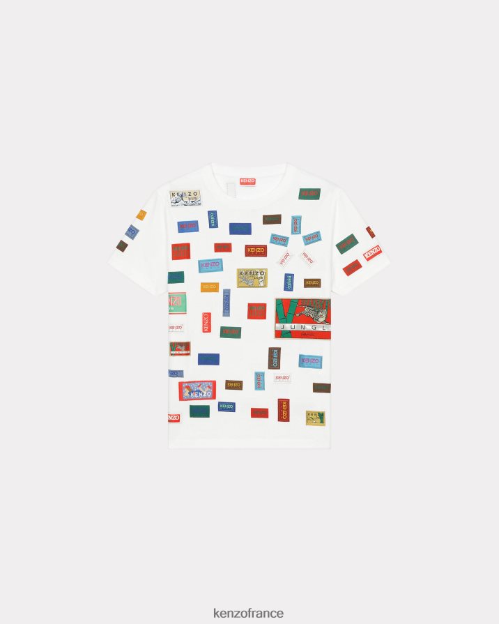 vêtements Kenzo t-shirt ample des étiquettes d'archives blanc cassé femmes LFF6X0590