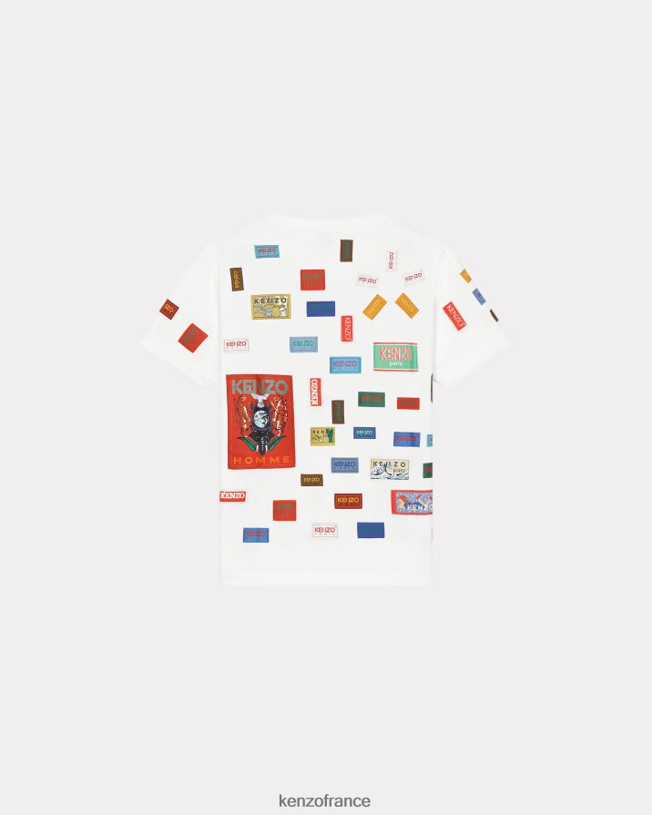 vêtements Kenzo t-shirt ample des étiquettes d'archives blanc cassé femmes LFF6X0590
