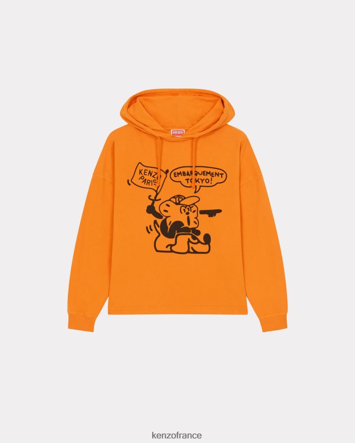 vêtements Kenzo t-shirt à capuche de Boke Travels orange moyen femmes LFF6X0492