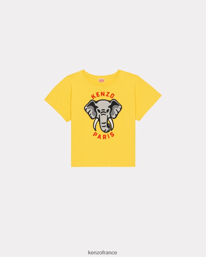 vêtements Kenzo t-shirt relax éléphant jaune doré femmes LFF6X0421