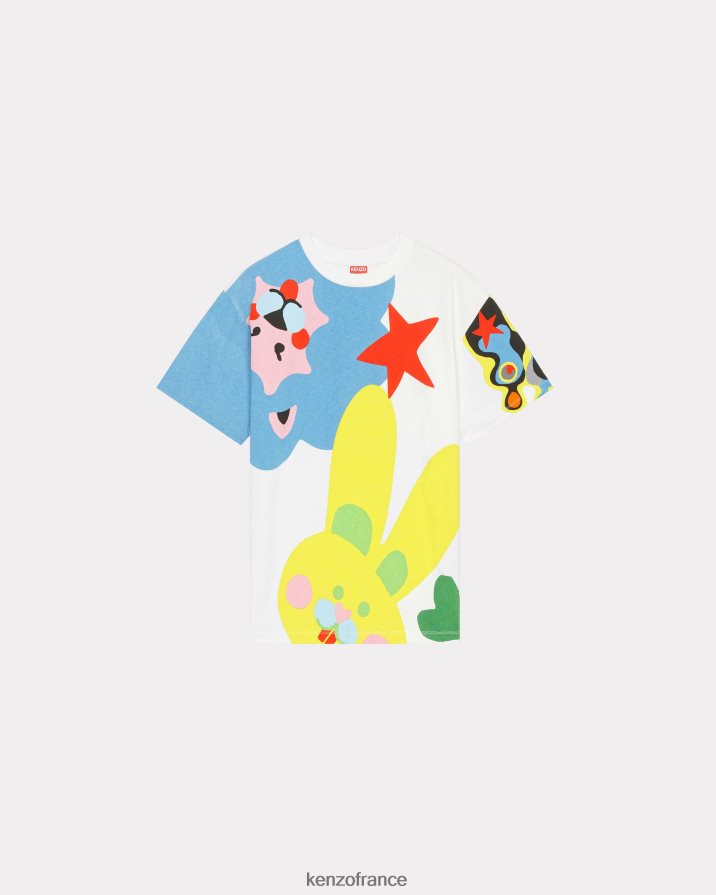vêtements Kenzo t-shirt surdimensionné blanc cassé femmes LFF6X0602