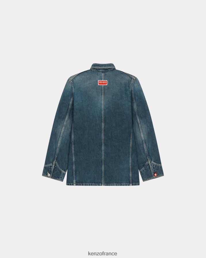 vêtements Kenzo Veste de travail en jean à écusson Boke Flower denim bleu pierre foncé femmes LFF6X0382