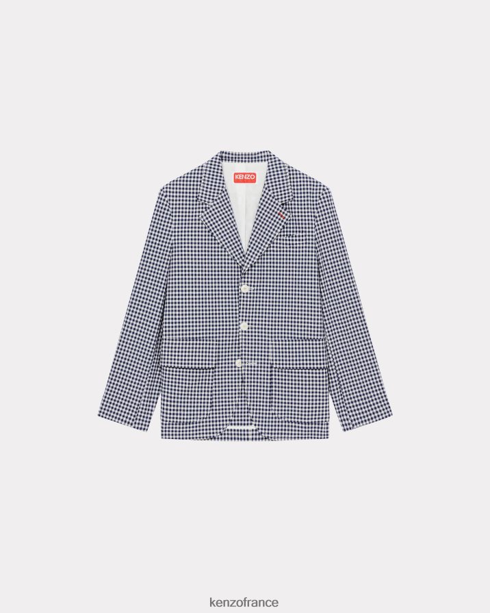 vêtements Kenzo blazer oversize à carreaux vichy bleu nuit femmes LFF6X0584