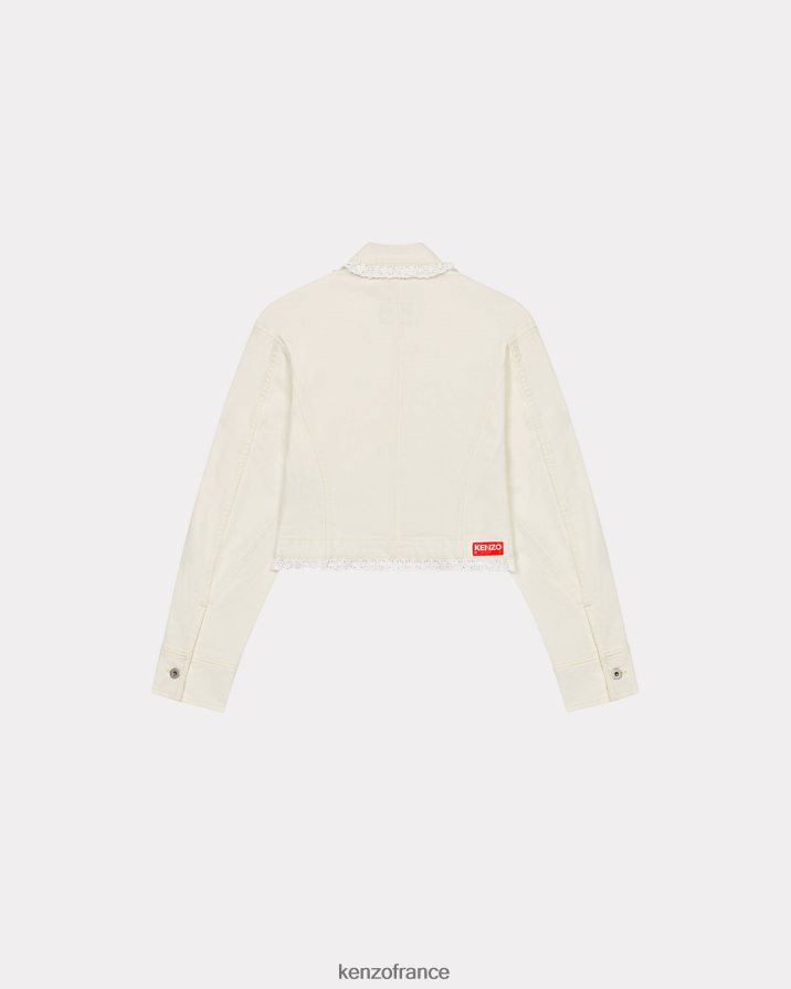 vêtements Kenzo veste courte en jean denim blanc blanchi femmes LFF6X0569