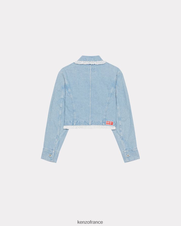 vêtements Kenzo veste courte en jean denim bleu décoloré femmes LFF6X0568