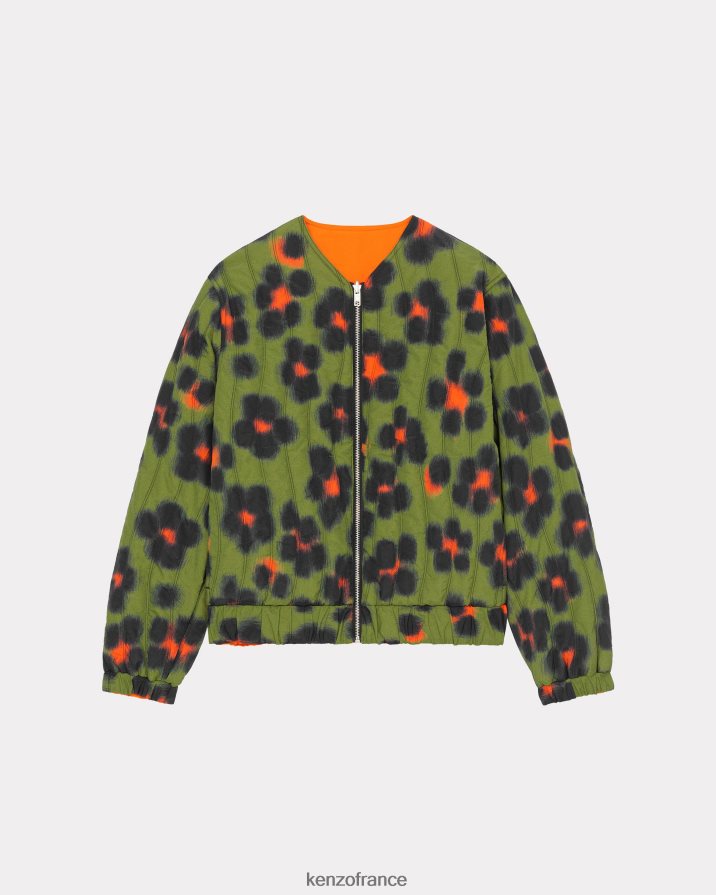 vêtements Kenzo veste matelassée réversible Hana Leopard kaki femmes LFF6X0518