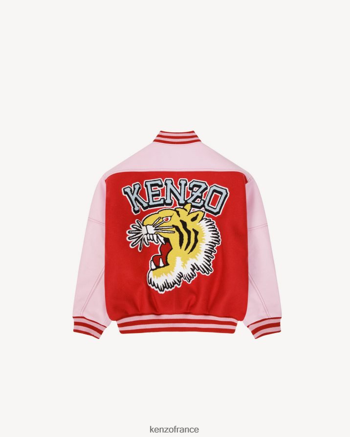 vêtements Kenzo veste 'tiger varsity' en laine et cuir rouge moyen femmes LFF6X0591
