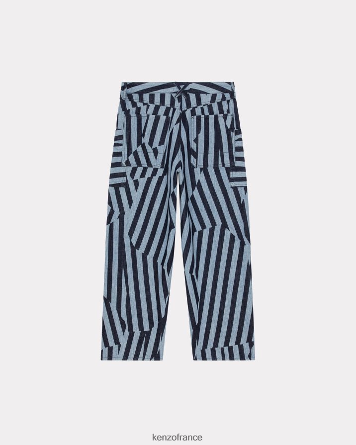 vêtements Kenzo jean cargo à rayures éblouissantes rincer le denim bleu Hommes LFF6X0277