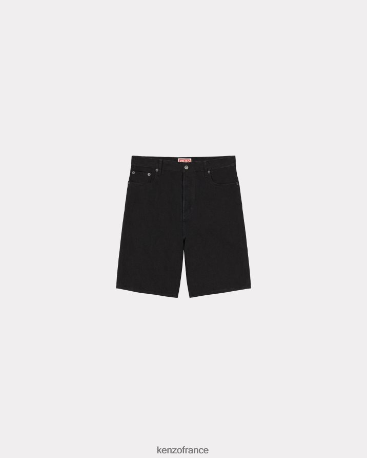 vêtements Kenzo short en jean himawari rincer le denim noir Hommes LFF6X0225