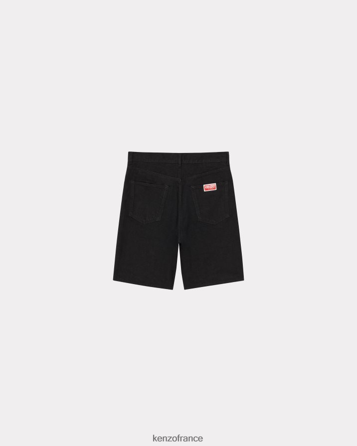 vêtements Kenzo short en jean himawari rincer le denim noir Hommes LFF6X0225