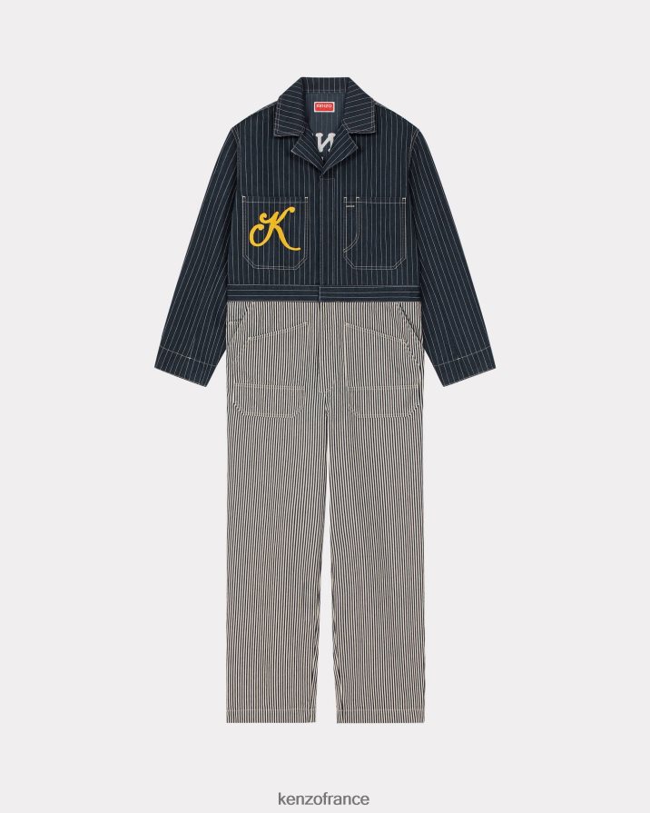 vêtements Kenzo combinaison ample en jean marinière rincer le denim bleu Hommes LFF6X0341