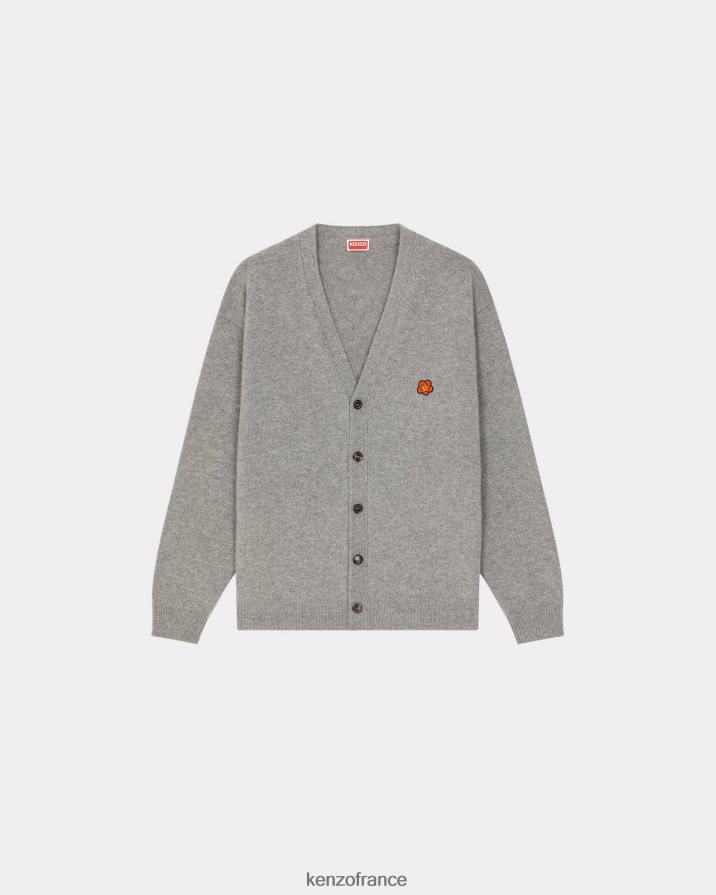 vêtements Kenzo cardigan en laine à écusson de fleur de boke gris perle Hommes LFF6X0244