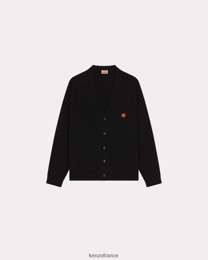 vêtements Kenzo cardigan en laine à écusson de fleur de boke noir Hommes LFF6X0103