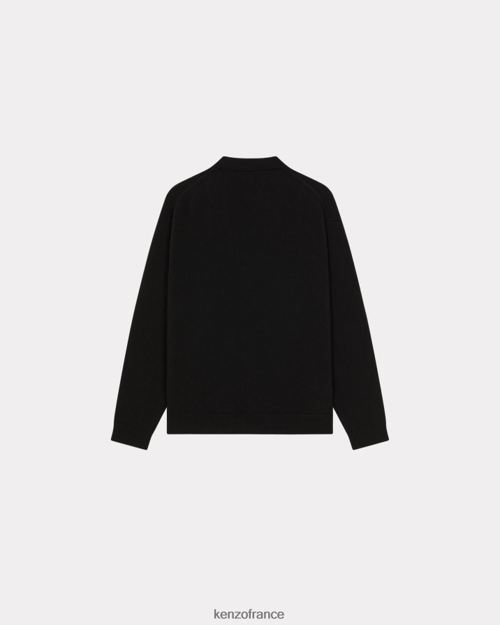 vêtements Kenzo cardigan en laine à écusson de fleur de boke noir Hommes LFF6X0103