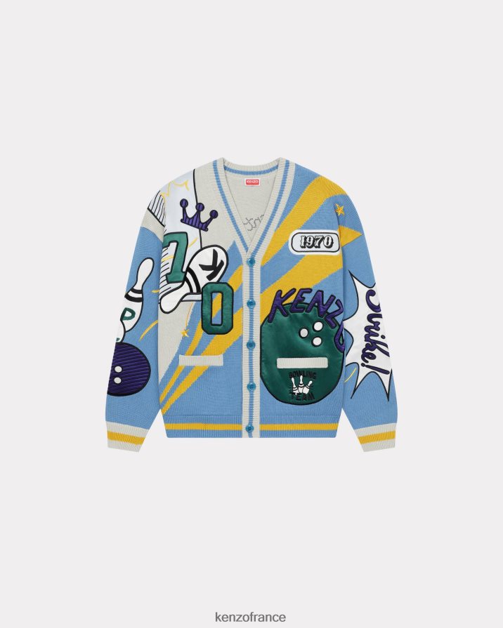 vêtements Kenzo cardigan éléphant bowling cyan Hommes LFF6X09