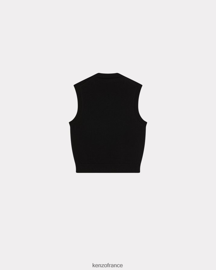 vêtements Kenzo pull en laine à écusson fleur boke noir Hommes LFF6X0134