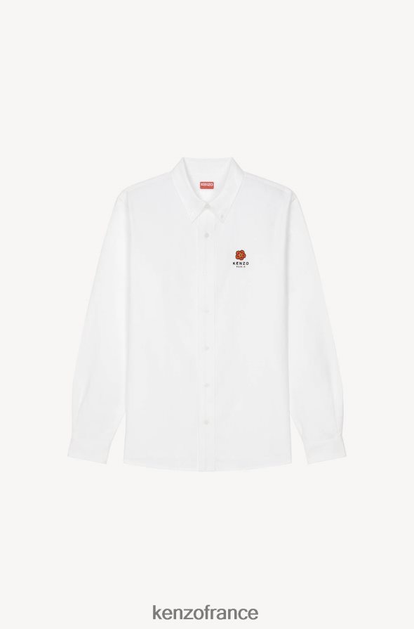 vêtements Kenzo chemise décontractée à badge fleur boke blanc Hommes LFF6X050