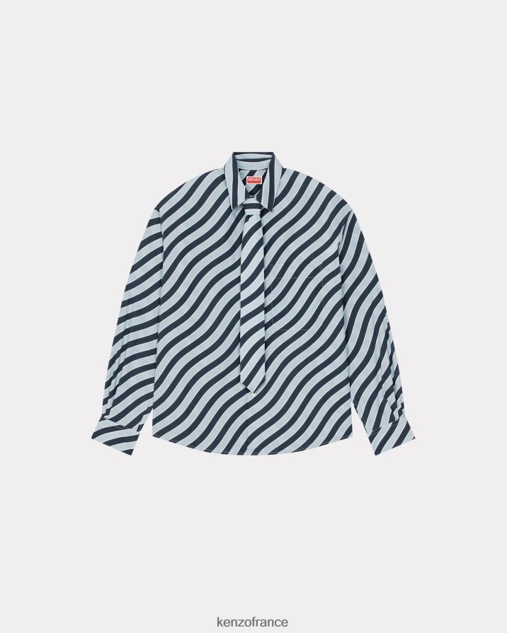 vêtements Kenzo chemise décontractée à rayures ondulées bleu clair Hommes LFF6X0259