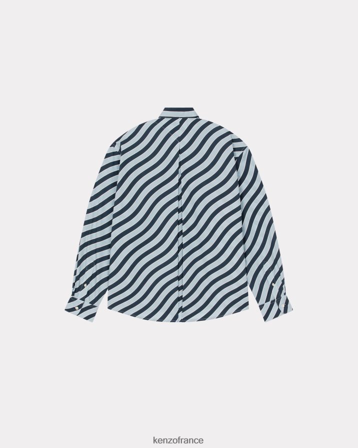 vêtements Kenzo chemise décontractée à rayures ondulées bleu clair Hommes LFF6X0259