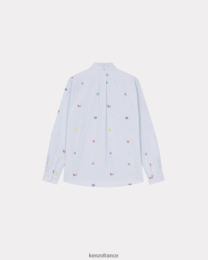 vêtements Kenzo chemise décontractée à rayures pixel bleu clair Hommes LFF6X0356