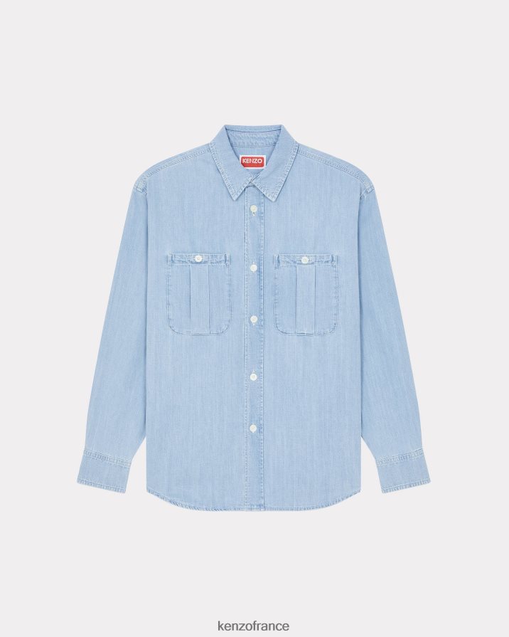 vêtements Kenzo chemise en jean denim bleu décoloré Hommes LFF6X0131
