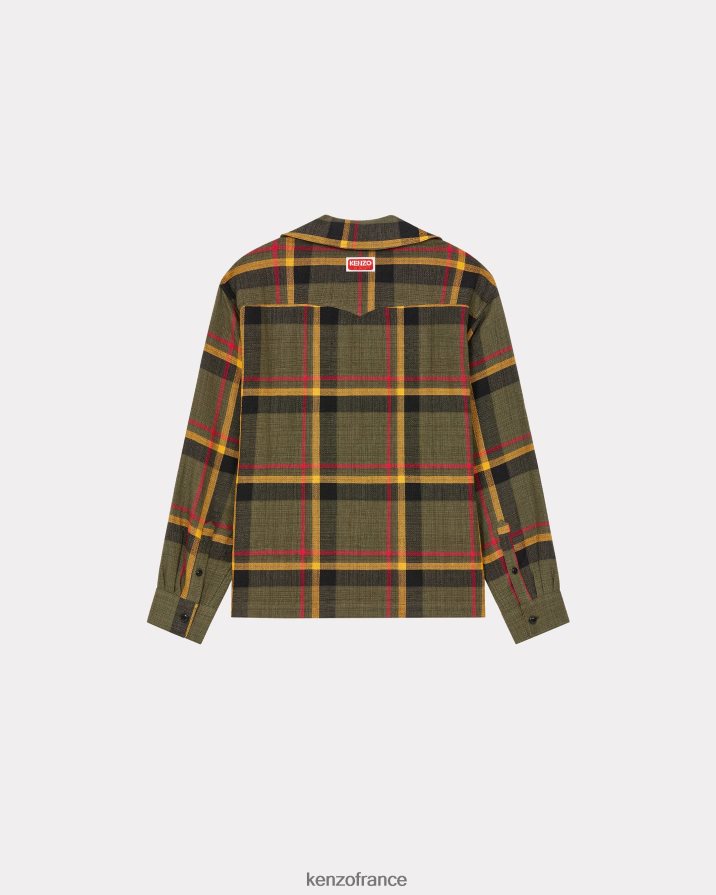 vêtements Kenzo chemise oversize à carreaux kaki Hommes LFF6X0158